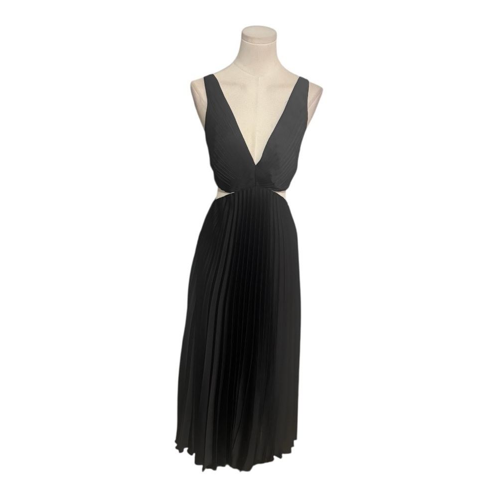 Abercrombie & Fitch Giselle Cutout Pleated Midi Dress Black XS Cocktail Party - Picture 6 of 9